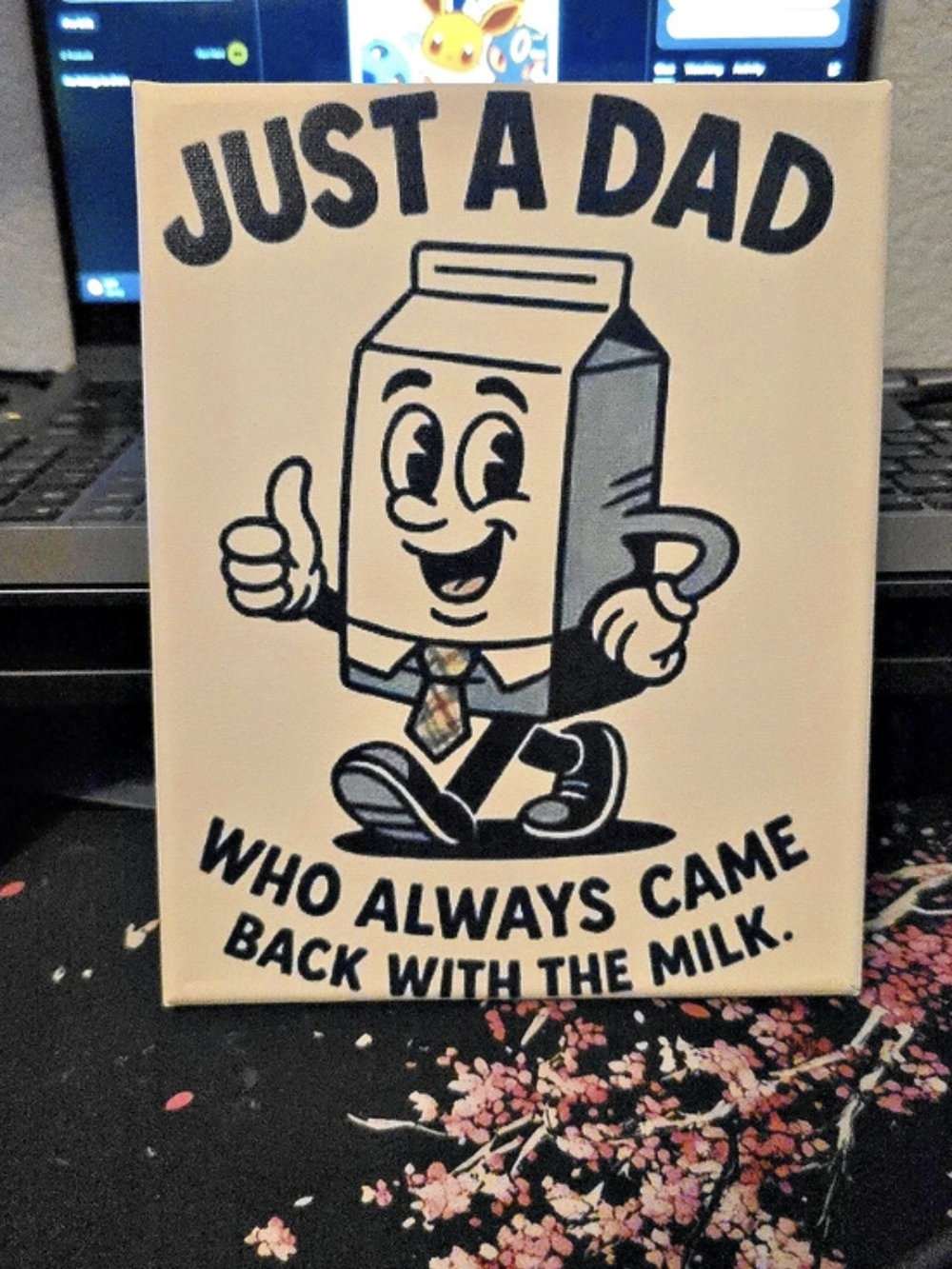 Just a Dad Framed Print in Tan & Black